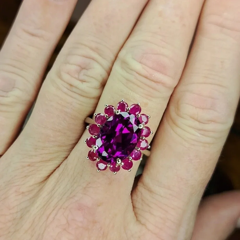 Color Change Sapphire & Natural Ruby Ring.